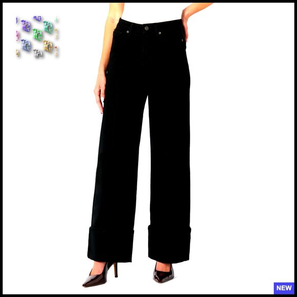 High Rise Wide Leg Cuffed Jeans Vintage Denim Y2K Retro Chic Minimal